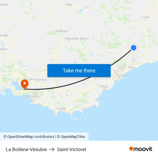 La Bollène-Vésubie to Saint-Victoret map