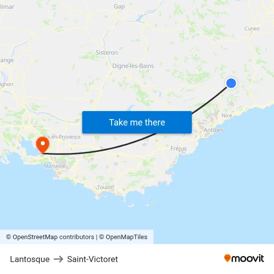 Lantosque to Saint-Victoret map