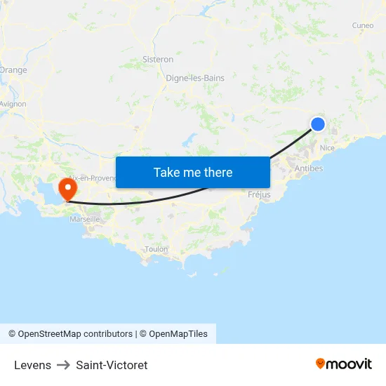Levens to Saint-Victoret map