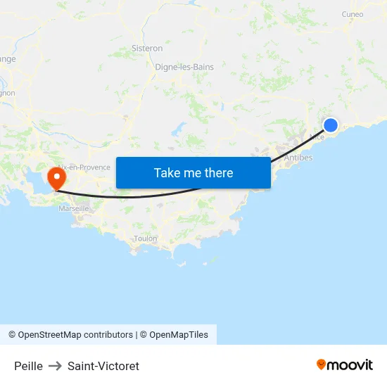 Peille to Saint-Victoret map