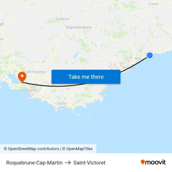 Roquebrune-Cap-Martin to Saint-Victoret map