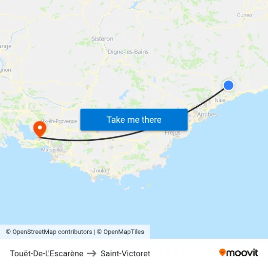Touët-De-L'Escarène to Saint-Victoret map
