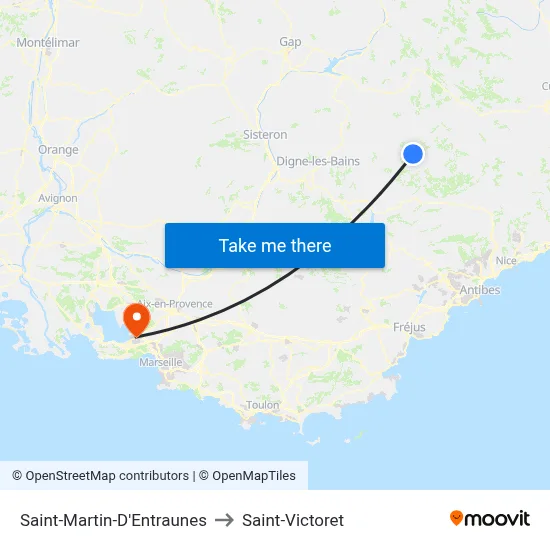 Saint-Martin-D'Entraunes to Saint-Victoret map