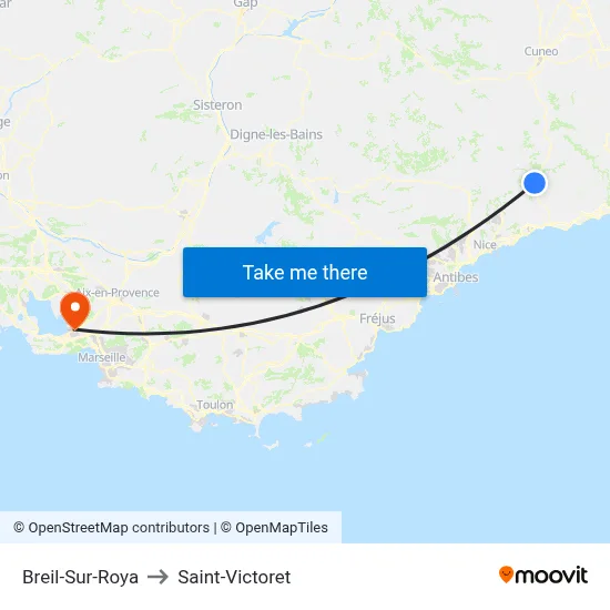Breil-Sur-Roya to Saint-Victoret map