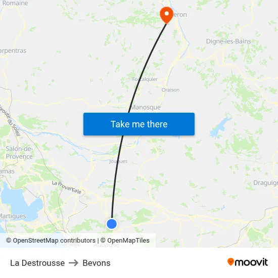 La Destrousse to Bevons map