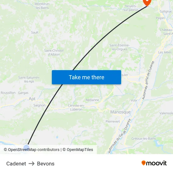 Cadenet to Bevons map