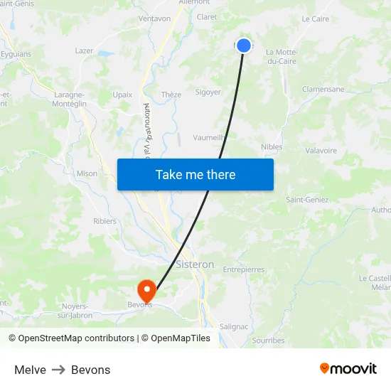 Melve to Bevons map