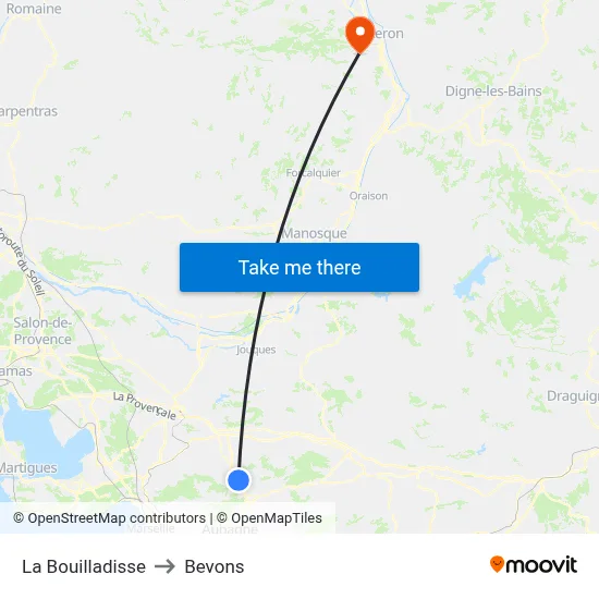 La Bouilladisse to Bevons map