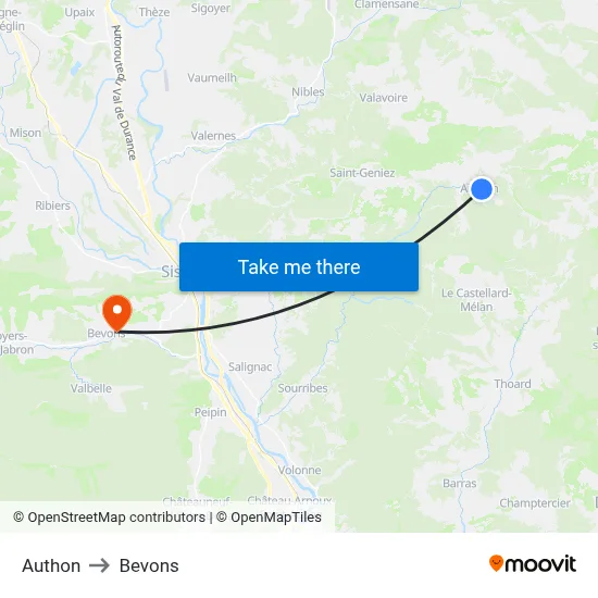 Authon to Bevons map