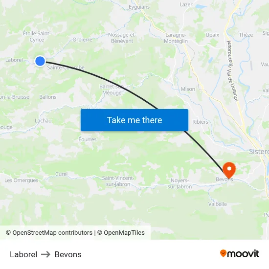 Laborel to Bevons map