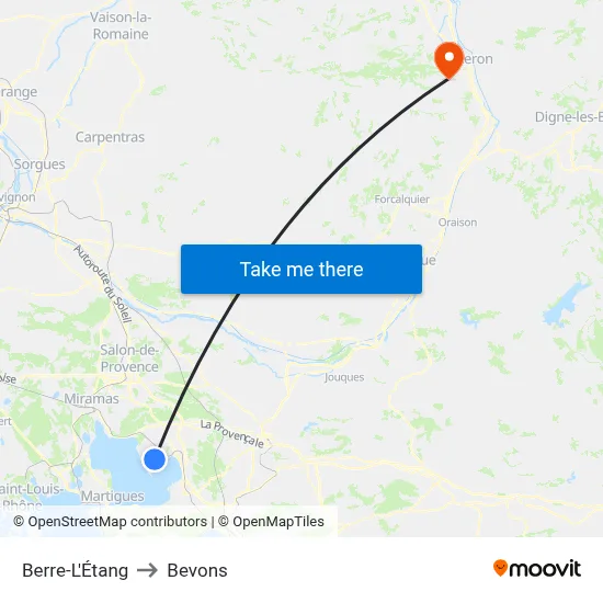 Berre-L'Étang to Bevons map