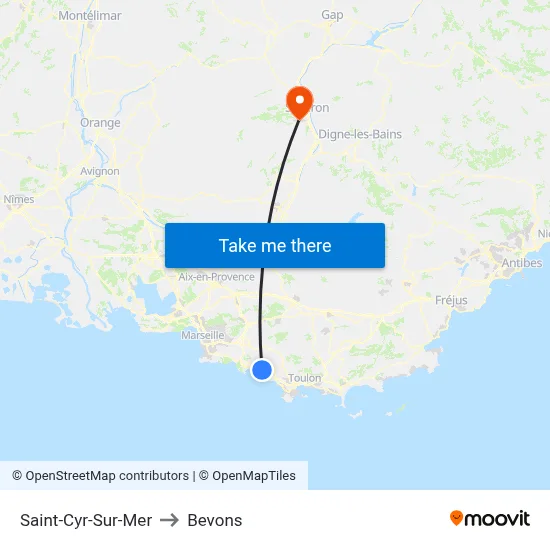 Saint-Cyr-Sur-Mer to Bevons map