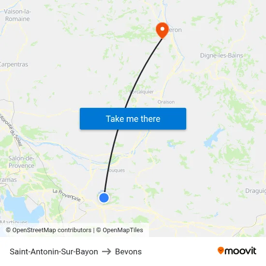 Saint-Antonin-Sur-Bayon to Bevons map