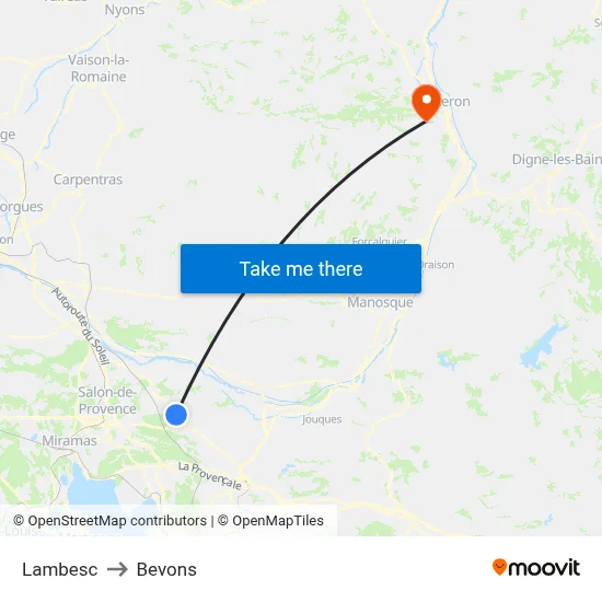 Lambesc to Bevons map