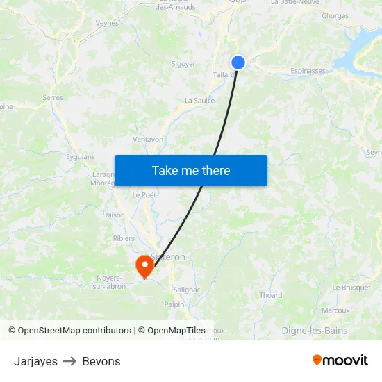 Jarjayes to Bevons map