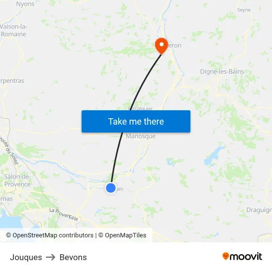 Jouques to Bevons map