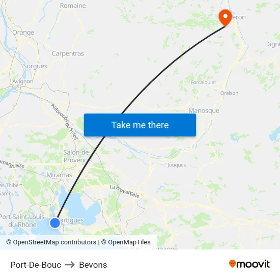 Port-De-Bouc to Bevons map