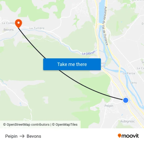 Peipin to Bevons map
