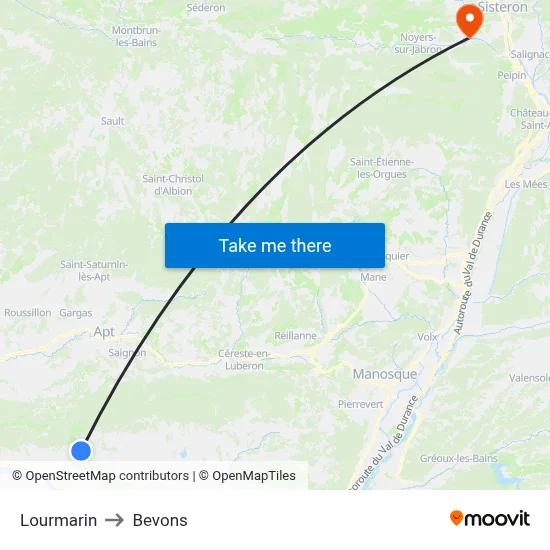 Lourmarin to Bevons map