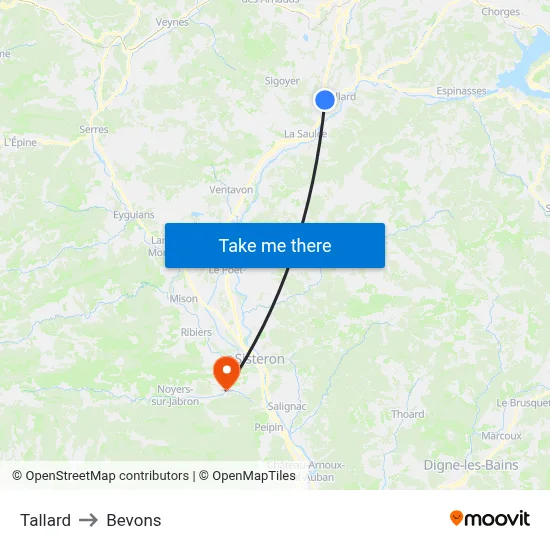 Tallard to Bevons map