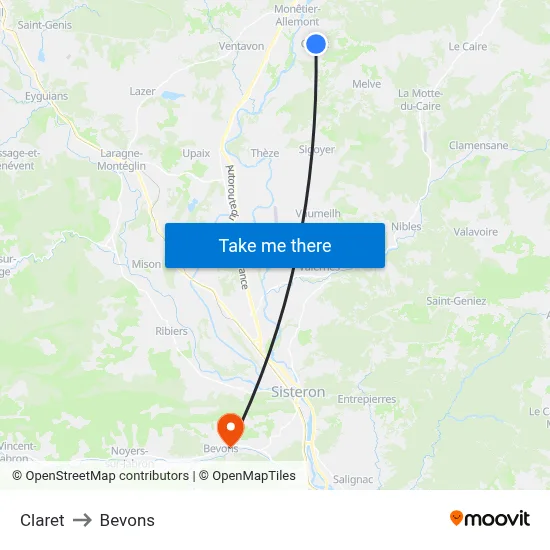 Claret to Bevons map