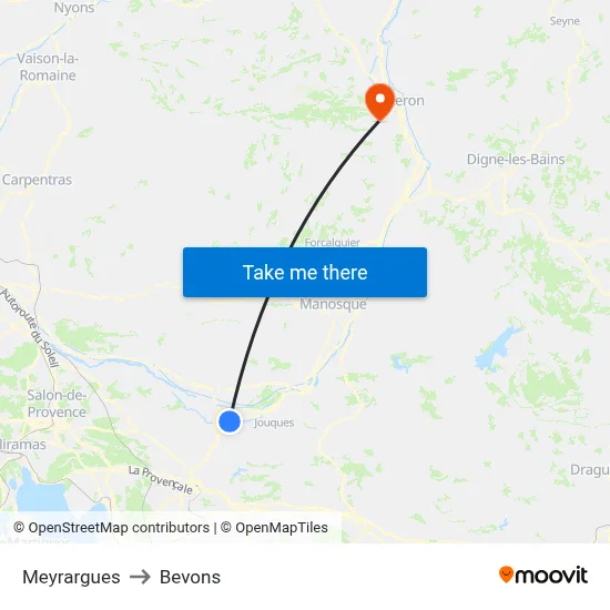 Meyrargues to Bevons map