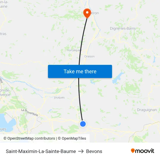 Saint-Maximin-La-Sainte-Baume to Bevons map