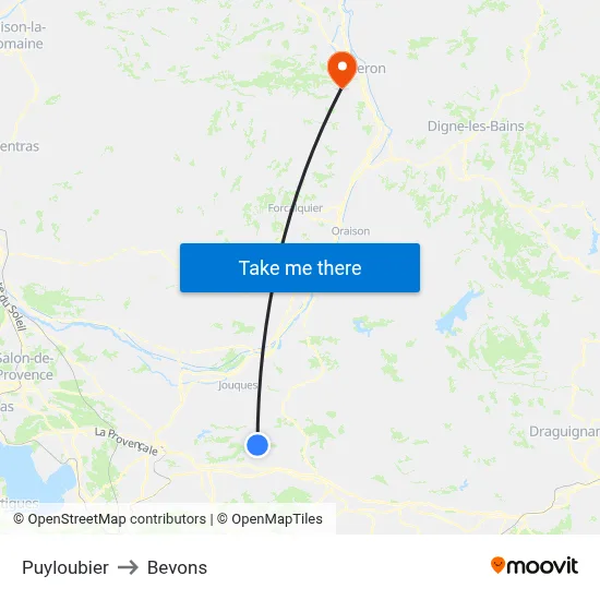 Puyloubier to Bevons map