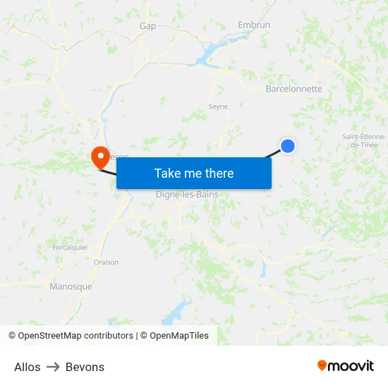 Allos to Bevons map