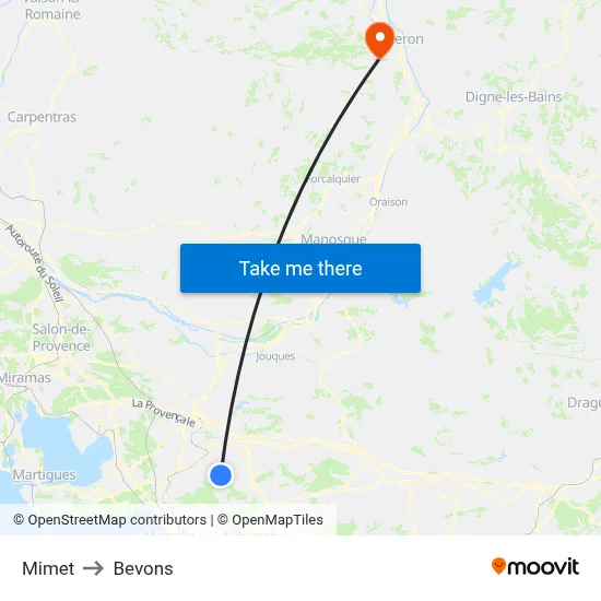 Mimet to Bevons map