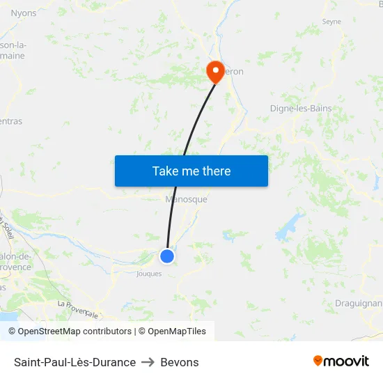 Saint-Paul-Lès-Durance to Bevons map