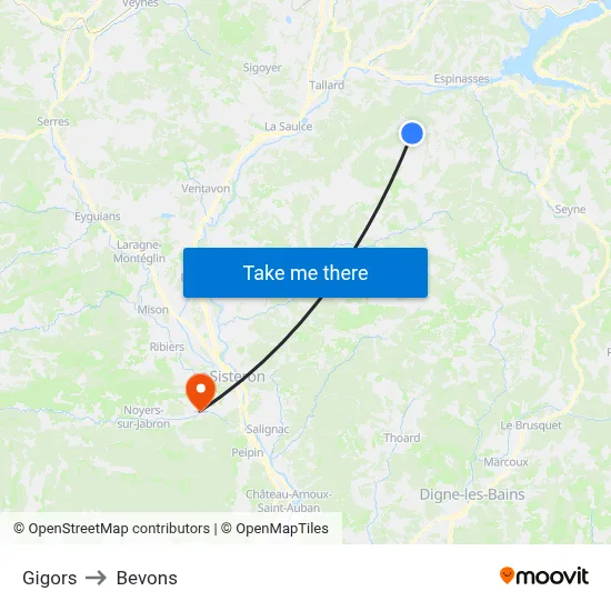 Gigors to Bevons map