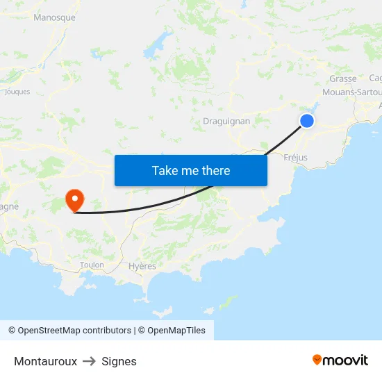 Montauroux to Signes map