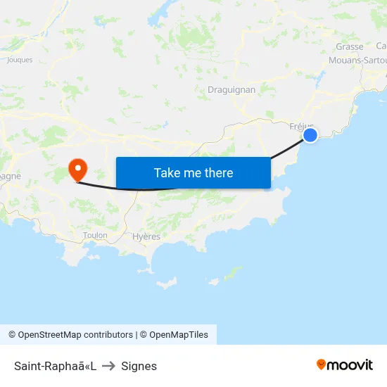 Saint-Raphaã«L to Signes map