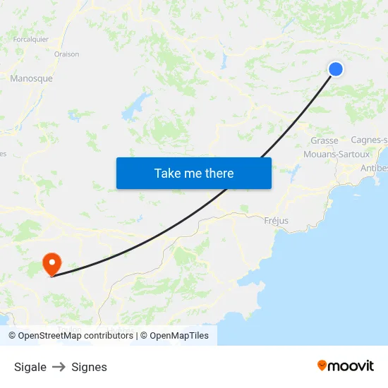 Sigale to Signes map