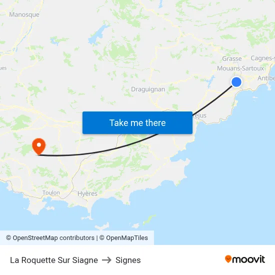 La Roquette Sur Siagne to Signes map
