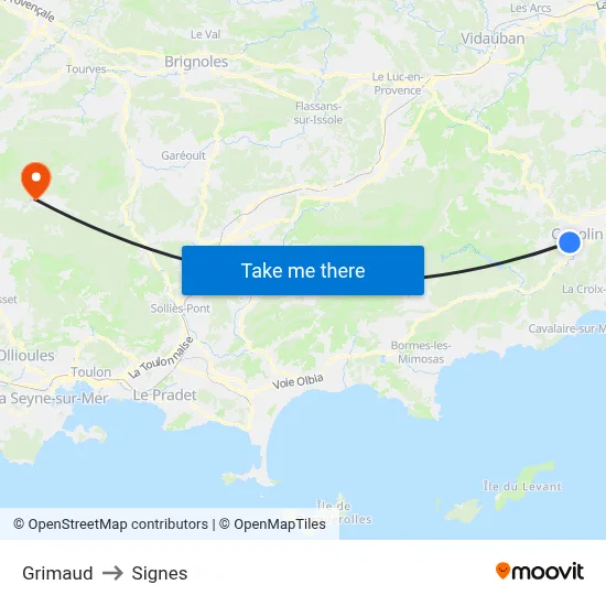 Grimaud to Signes map