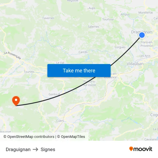 Draguignan to Signes map