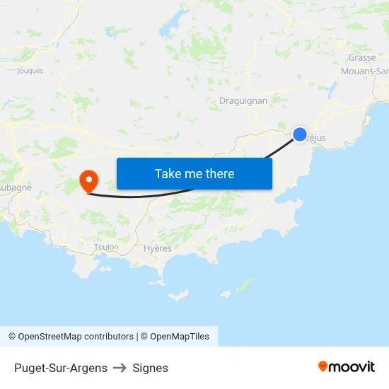 Puget-Sur-Argens to Signes map