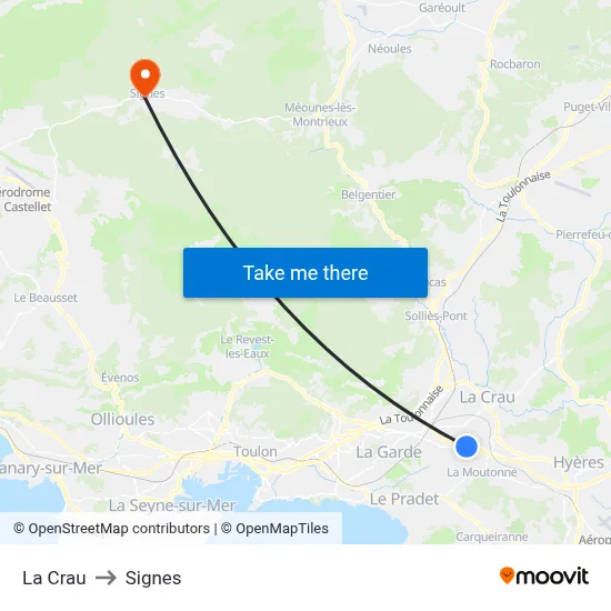 La Crau to Signes map
