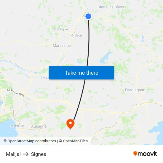 Malijai to Signes map