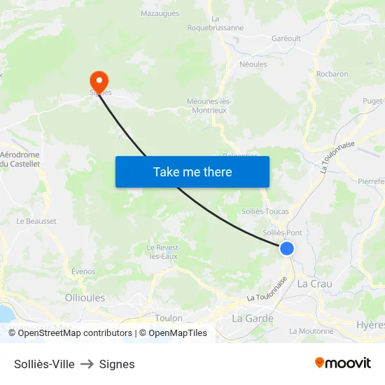 Solliès-Ville to Signes map