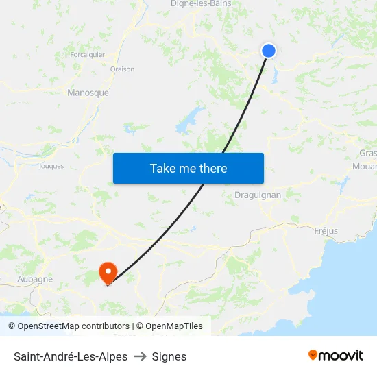 Saint-André-Les-Alpes to Signes map