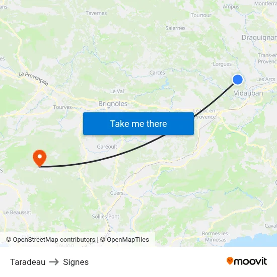 Taradeau to Signes map