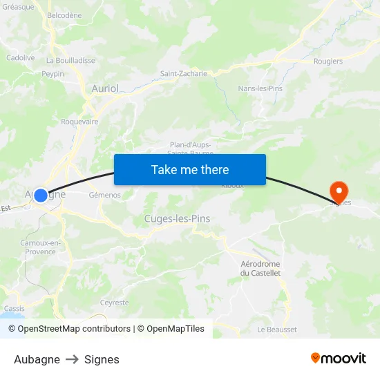 Aubagne to Signes map
