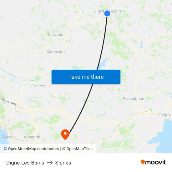 Digne-Les-Bains to Signes map