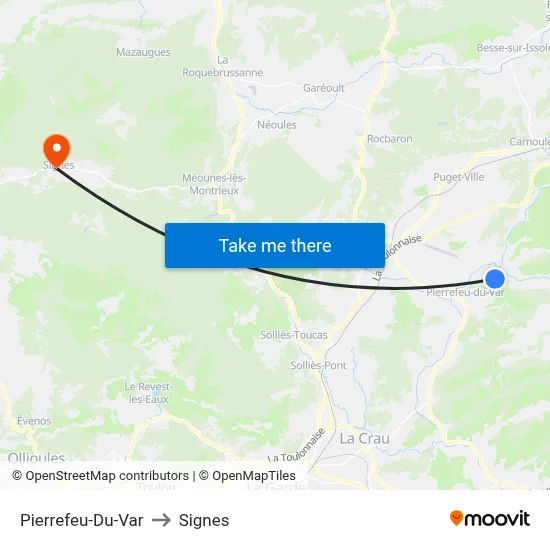 Pierrefeu-Du-Var to Signes map