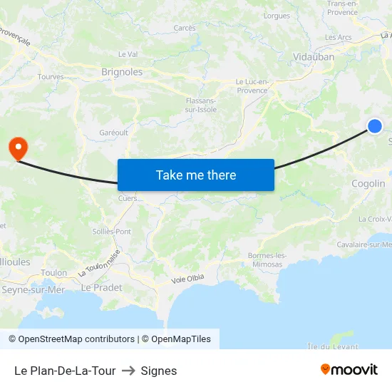Le Plan-De-La-Tour to Signes map