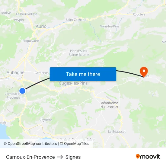 Carnoux-En-Provence to Signes map