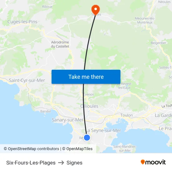 Six-Fours-Les-Plages to Signes map